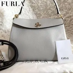 未使用級✨フルラ 現行 アウラ ショルダーバッグ レザー ロゴ ベルト 