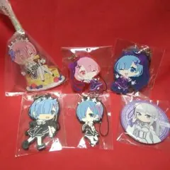 リゼロ Re:ゼロから始める異世界生活 ラバーキーホルダー 缶バッチ 6個セット