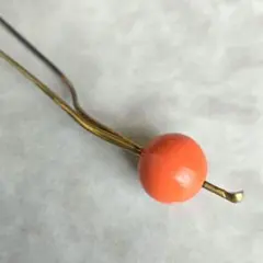アンティーク　ガラス　玉　簪　玉かんざし　珊瑚カラー　を2　着物　浴衣　骨董