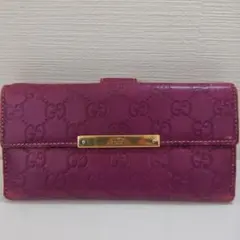 GUCCI GGパターン 長財布 ベージュ/パープル - メルカリ
