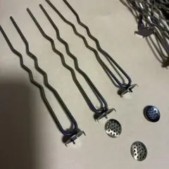 金属製ヘアピンセット（装飾用ボタン付き）　6セット