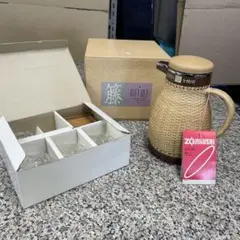 新品未使用　ZOJIRUSHI　藤ポットグラスセット 象印 藤ポット・グラスセット | YUMEYA