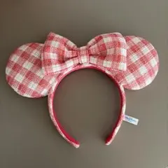 ディズニー　ミニーマウス　カチューシャ　チェック柄