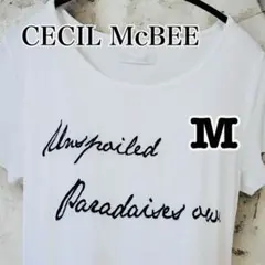 【美品】セシルマクビー 英字ロゴ 刺繍 Tシャツ ホワイト M 完売品