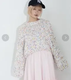 MERLOT カラフルぽんぽんショートニットのサムネイル