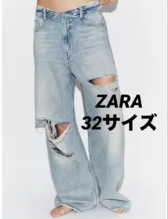 完売品 ZARA TRF ミッドライズ折り返しウエストデニム 32