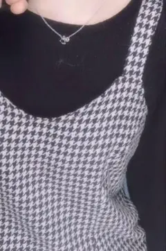 レディース 黒白 ワンピース チェック柄千鳥柄