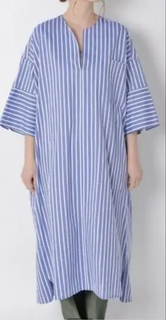 FUGA FUGA 佐藤繊維 日本製 カットジャガード ロングシャツワンピース