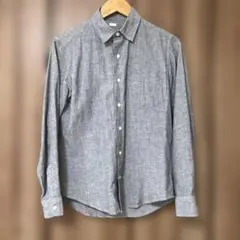 GUメンズ リネンシャツ シャンブレー 長袖 カジュアル