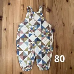 softcheese パッチワーク風　サロペット　80