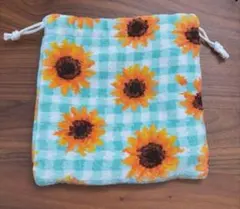 ラブラリーバイフェイラー ヒマワリチェック 巾着ポーチ 小物入れ