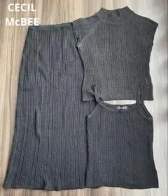 CECIL McBEE ニットセットアップ 3点セット M ブラック