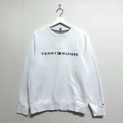 《TOMMY HILFIGER》 (M)裏起毛 トレーナー スウェット 白