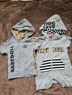 BABYDOLL フード付きロンパース＆パーカー80cm 2枚セット