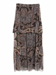 ペイズリー柄フレアロングスカート