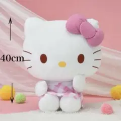 新品・タグ付き　ハローキティ　LL ぬいぐるみ　ピンクチェックver.