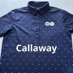 Callaway ネイビー 星総柄　ワッペン付き　ポロシャツ L