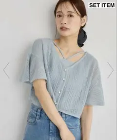mysty woman ラッセルレースアンサンブルSS ライトブルーのサムネイル