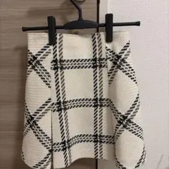 Sustainableロービングチェックミニスカート アイボリー