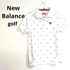 ニューバランス　New Balance　ポロシャツ　白　柄　M　L　ワッペン