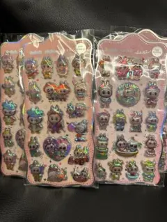 【新品】ラブブ　labubu シール　４枚セット　ぷっくり　オーロラ　シール