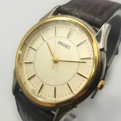 稼働 SEIKO V701-1920 砂目ゴールド文字盤 1995年 新品ベルト - メルカリ