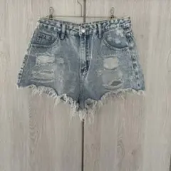 SHEIN シーイン 切りっぱなし　ダメージ　デニム　ショートパンツ　Y2K