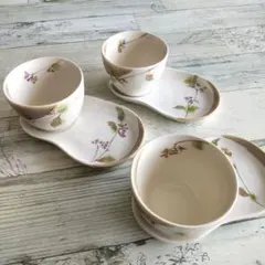 花柄 湯飲みと受け皿セット 高島礼子