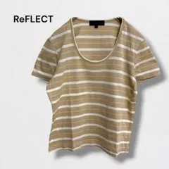 リフレクト Ｔシャツ カットソー 日本製 綿混 クルーネック ラメ ボーダーのサムネイル