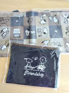 スヌーピー　エコバッグ2枚　デニム風ポーチ　非売品　ノベルティ　AOKI