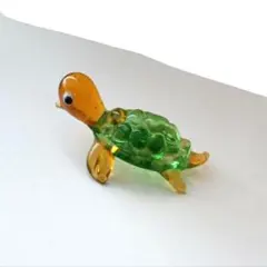 ガラス製 亀の置物 ミニチュア フィギュア カメ