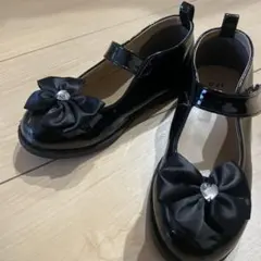 黒 リボン付き フォーマルシューズ 17.0cm 卒園式 入学式 結婚式