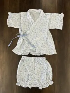 花柄　甚平　ブルー　80