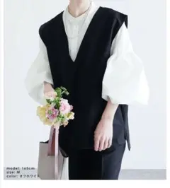 オフホワイト バルーンスリーブ ブラウスM