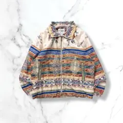 シルクジャケット総柄花柄ブルゾンオリエンタル柄シルク100%vintage古着