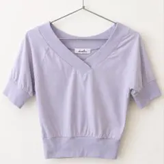 【新品タグ付き】dazzlin クロスネックショート丈Tシャツ パープルのサムネイル
