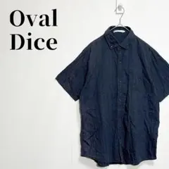 Oval Dice　大きいサイズLL　綿麻　ボタンダウンシャツ　半袖　ネイビーのサムネイル