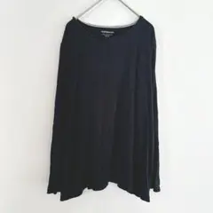 ブラック L 長袖Tシャツ カジュアル シンプル 無地　コットン トップス