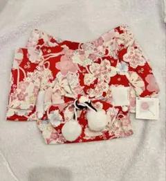 【新品未使用タグ付き⭐︎24h以内発送】犬服 着物 赤色花柄 小型犬用　Sサイズ
