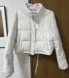 ホワイト ショート丈 ダウンジャケット