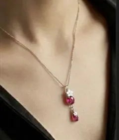 合成ルビー ペンダントネックレス訳あり