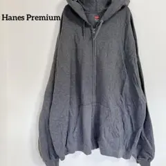Hanes Premium グレー 2X パーカー ビックシルエット