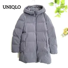 ユニクロ　ダウンコート S 軽量　防寒　撥水 グレー フード付き 通勤　小さめ