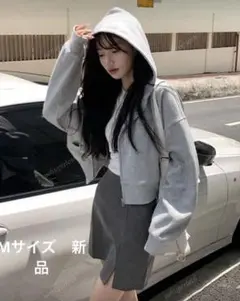 SHEIN クロップドパーカー グレー　Mサイズ