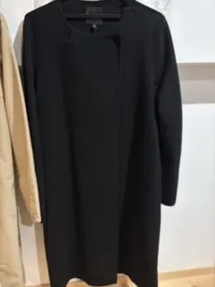 現行タグ theory セオリー 黒 ノーカラー ロングコート P カシミヤ混合