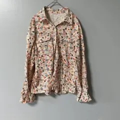 花柄　長袖シャツ　和柄　タグ無し　個性的　ユニセックス　柄シャツ