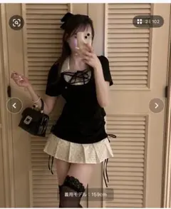 OLIVE des OLIVE レイヤード風着痩せミニワンピ ブラック - メルカリ