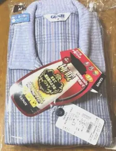 ☆新品、未使用　GUNZE/グンゼ ブルー系チェック柄 厚手パジャマ上下セット