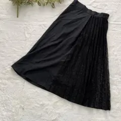 【GU】ジーユー　ロングスカート　切り替え　レース　ウエストゴム