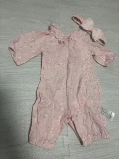 【美品】モイモルン　フラワープリントロンパース 70